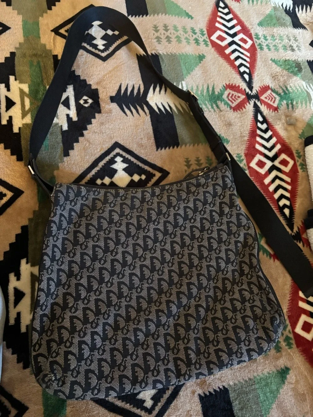 Dior Monogram Canvas Hobo Bag in Black and Gray - Picture 2 of 6